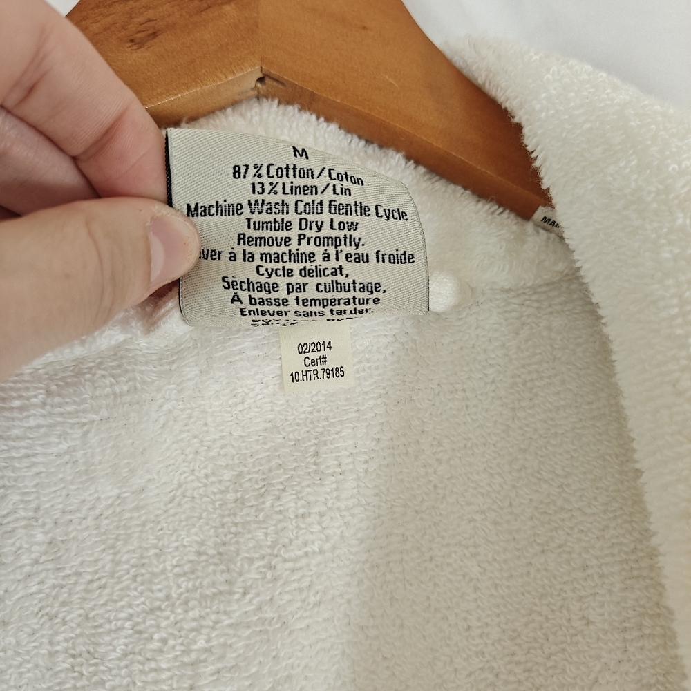 SOld Pottery Barn Cotton Linen Blend Robe In Cream Size Medium - Picture 8 of 10